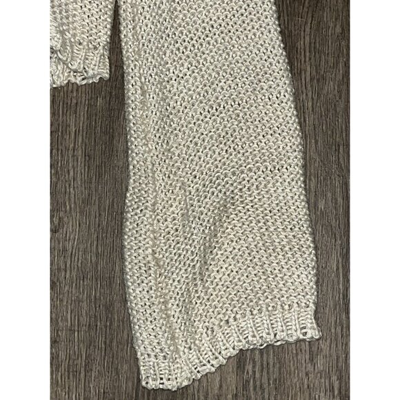 Knit Sweater Womens Cream Crop Top Cap Sleeves L/S Comfort Fashion Style Small - Picture 4 of 8